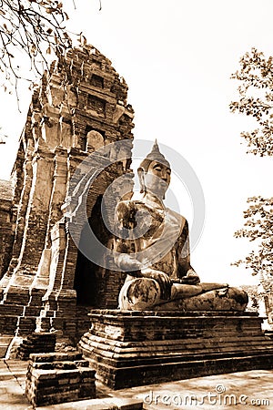 Monuments of buddah, ruins of Ayutthaya Stock Photo