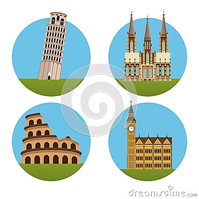 Monuments of europe Vector Illustration