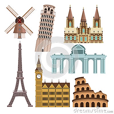 Monuments of europe Vector Illustration