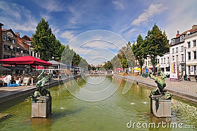 Monuments & Fountain Fish Market Brussels Belgium Editorial Stock Photo
