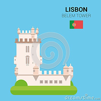 Monuments and landmarks Vector Collection: Belem Tower. Vector Illustration