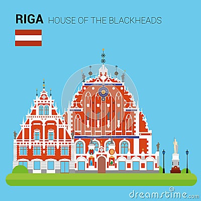 Monuments and landmarks Vector Collection: House of the Blackheads. Vector Illustration