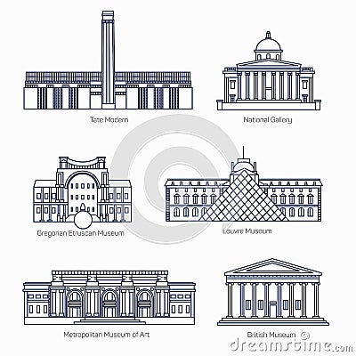 Monuments thin line vector icons. Vector Illustration