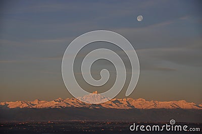 Monviso mountain in the Alps Stock Photo