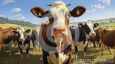 moo cow faces Cartoon Illustration