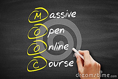 MOOC - Massive Open Online Course acronym, business concept on blackboard Stock Photo