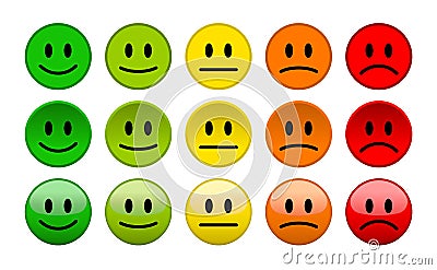 Mood level smile icons on white background Vector Illustration