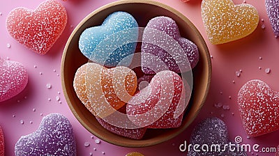 Mood of love with colorful Heart-Shaped Candies. Love and Valentine's concept. Stock Photo