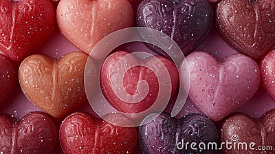 Mood of love with colorful Heart-Shaped Candies. Love and Valentine's concept. Stock Photo