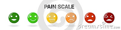 Mood meter Scale from red angry face to happy green smiley Vector Illustration