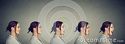 Mood swing. Young woman expressing different emotions and feelings Stock Photo