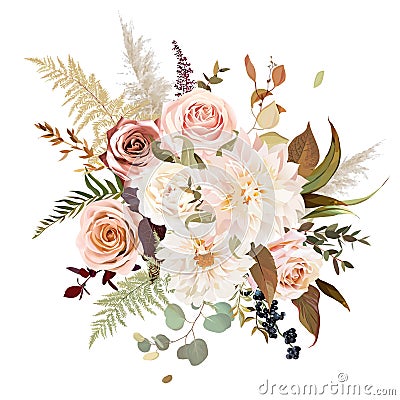 Moody boho chic wedding vector bouquet Vector Illustration