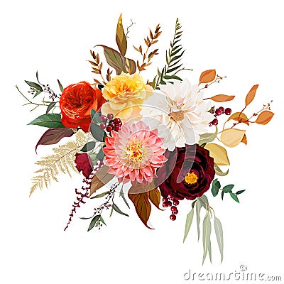 Moody boho chic wedding vector design bouquet Vector Illustration