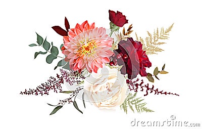 Moody boho chic wedding vector design bouquet Vector Illustration