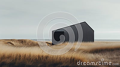 Moody And Evocative Black Roofless Shed On An Island Stock Photo