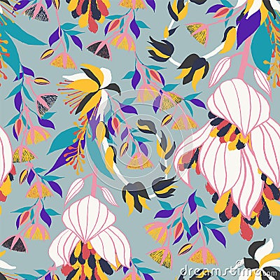 1703 Moody Flowers seamless pattern Vector Illustration