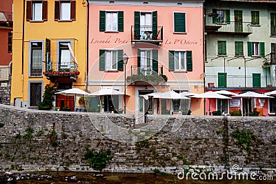 Moody morning at the narrow streets of Argengo, Italy Editorial Stock Photo