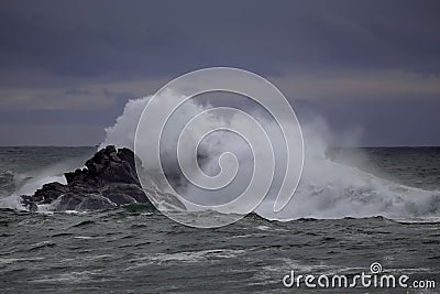 Moody seascape in a stormy afternoon Stock Photo