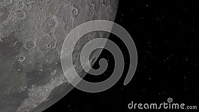 Moon against the background of space with illuminated craters and lunar soil Stock Photo