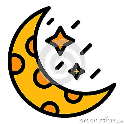 Moon asteroid icon color outline vector Stock Photo
