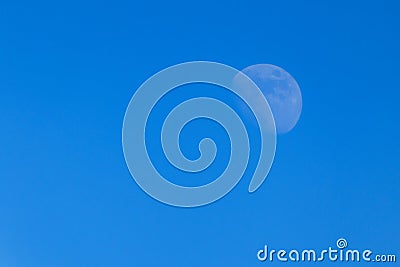 Moon in the blue sky, there is copy space Stock Photo