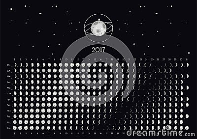 Moon Calendar 2017 Vector Illustration