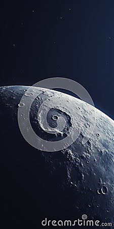 Hyper-detailed Vray Tracing: Realistic Moon Surface Rendering Stock Photo