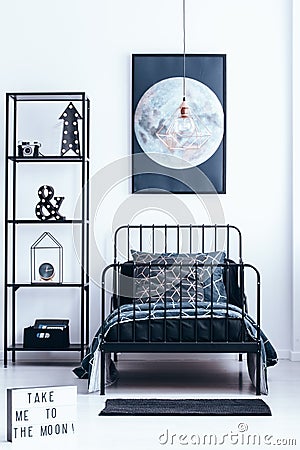 Moon in child`s modern bedroom Stock Photo