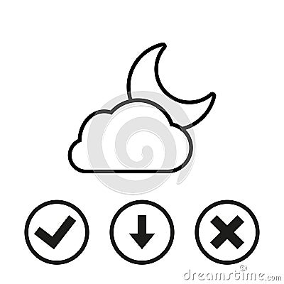 Moon and cloud icon stock vector illustration flat design Vector Illustration