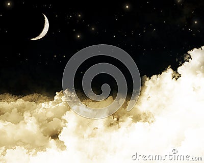Moon and clouds Stock Photo