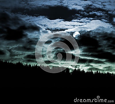 Moon and cloudscape at night Stock Photo