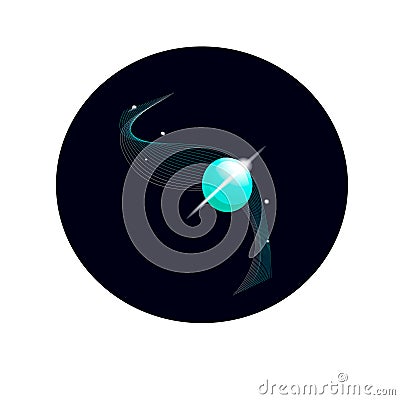 moon in cosmas on a dark background Vector Illustration