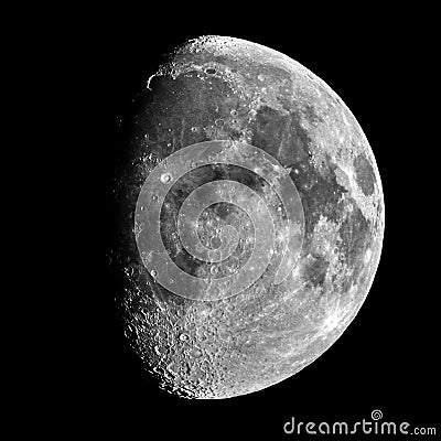 Moon details and craters night sky observing Stock Photo