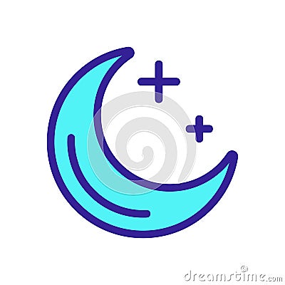 Moon and crosses icon vector. Isolated contour symbol illustration Vector Illustration