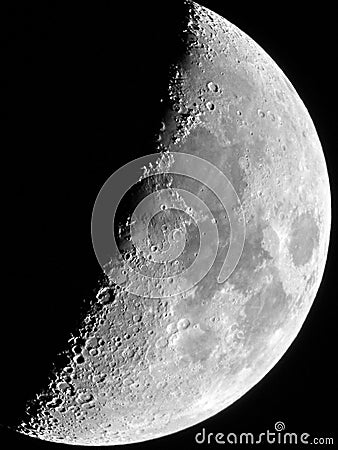 Moon details in eighth moon day lunar X and lunar V ojects Stock Photo