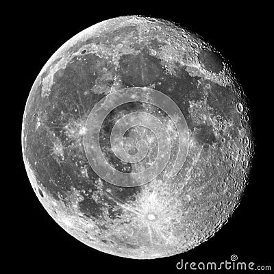 Moon details observing over telescope Stock Photo