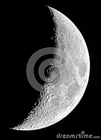 Moon details in seventh moon day Stock Photo