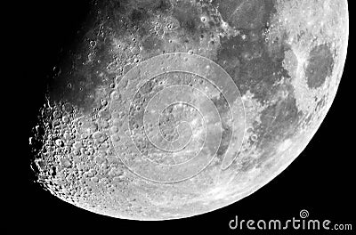 Moon details in tenth moon day Stock Photo