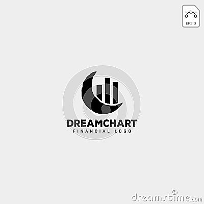 moon, dream chart statistic logo template vector isolated Vector Illustration