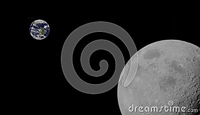 Moon and earth orbiting each other Stock Photo