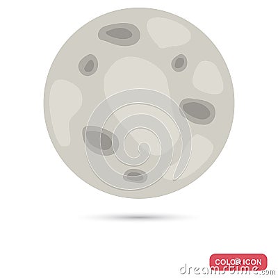 Moon Earth`s satellite color flat icon for web and mobile design Vector Illustration