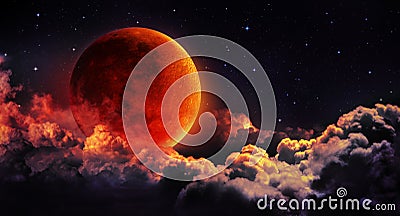 Moon eclipse - planet red blood Stock Photo