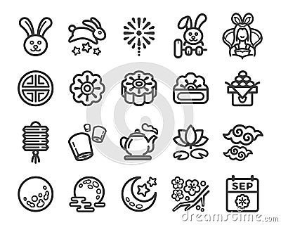 Moon festival icon set Vector Illustration