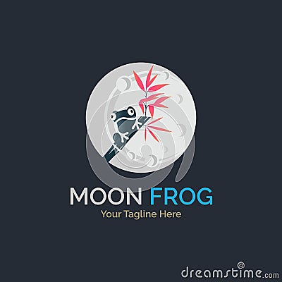moon frog plant logo template design for brand or company and other Vector Illustration