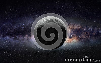 Moon and galaxy Stock Photo