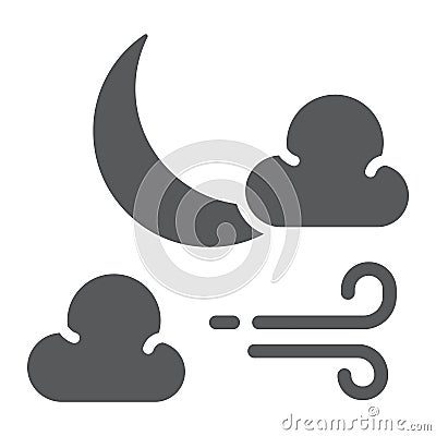 Moon glyph icon, sleep and dreams, night sign, vector graphics, a solid pattern on a white background, Vector Illustration