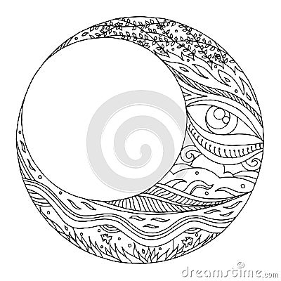 Moon hand drawn vector zentangle illustration design Vector Illustration