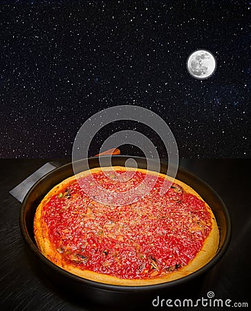 Moon Hits Your Eye Like A Big Pizza Pie Stock Photo