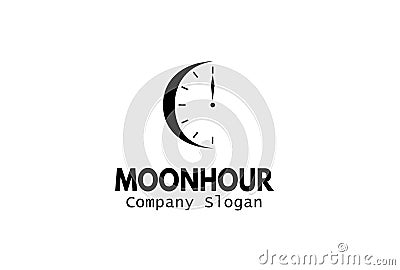 Moon Hour Logo Design Illustration Vector Illustration