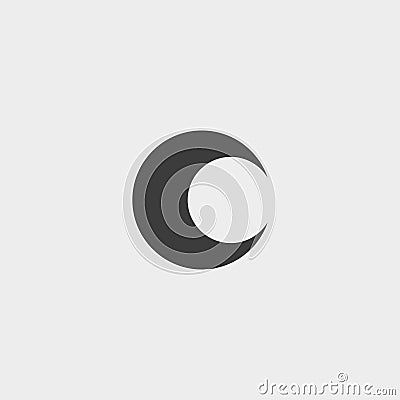 Moon icon in a flat design in black color. Vector illustration eps10 Cartoon Illustration